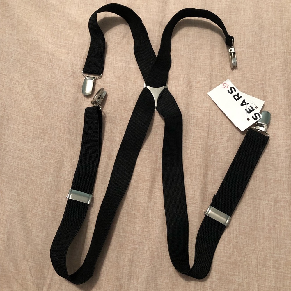 Kids Adjustable Black Suspenders for keeping up pants